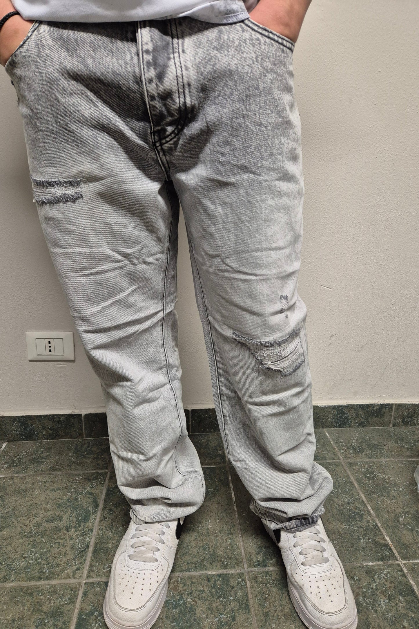 Jeans Uomo Denim Grigio