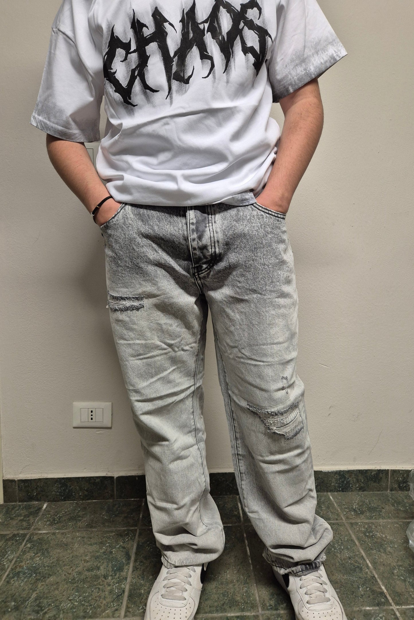 Jeans Uomo Denim Grigio