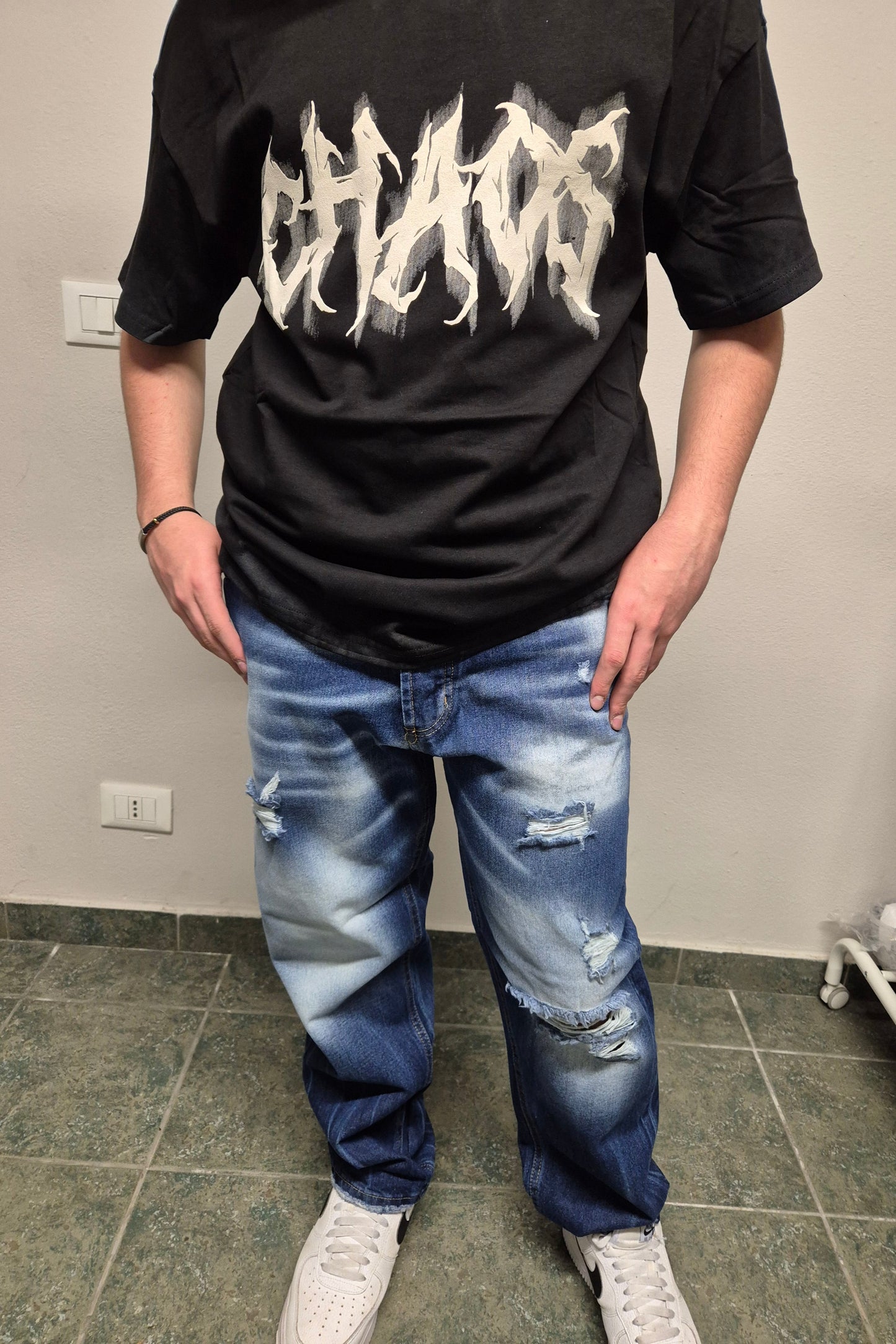 Jeans Uomo Denim Strappato Blu Jeans