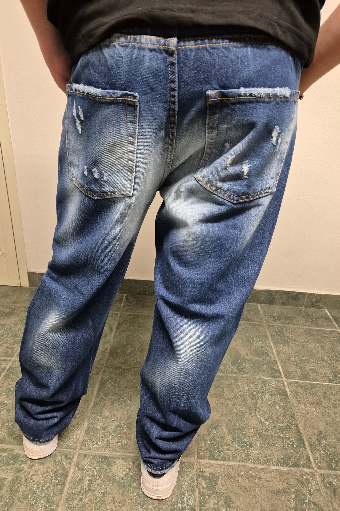 Jeans Uomo Denim Strappato Blu Jeans