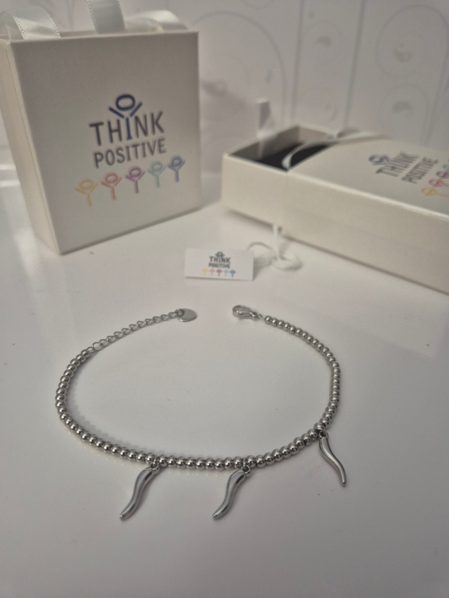 Bracciale Think Positive cornetti con palline acciaio