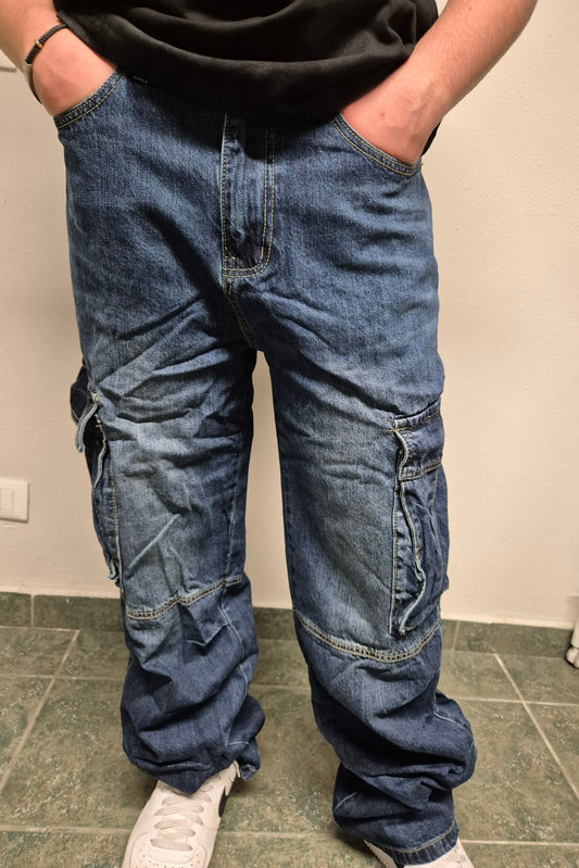 Jeans Uomo Cargo Blu Jeans