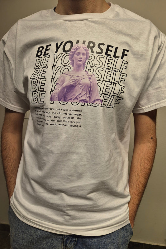 T-shirt Bianca BE YOURSELF Statua
