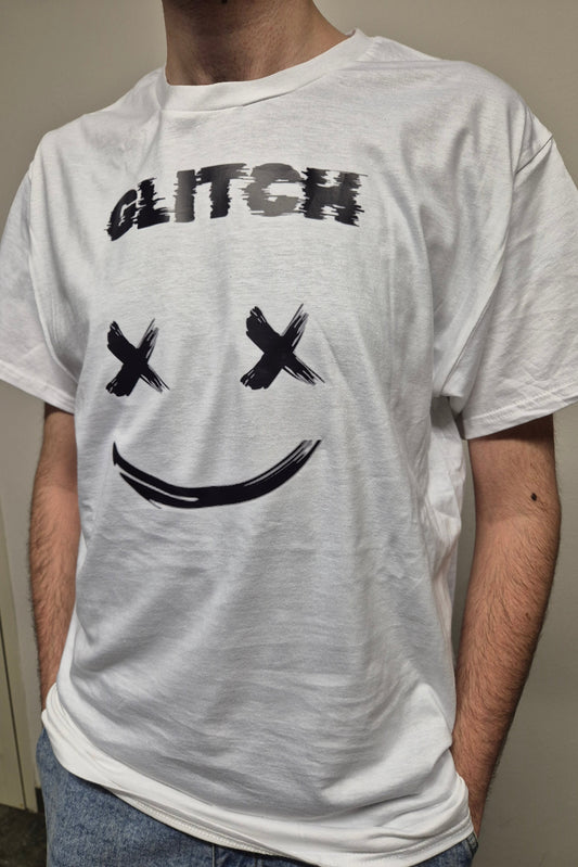 T-shirt Bianca BE YOURSELF Glitch Smile Unisex