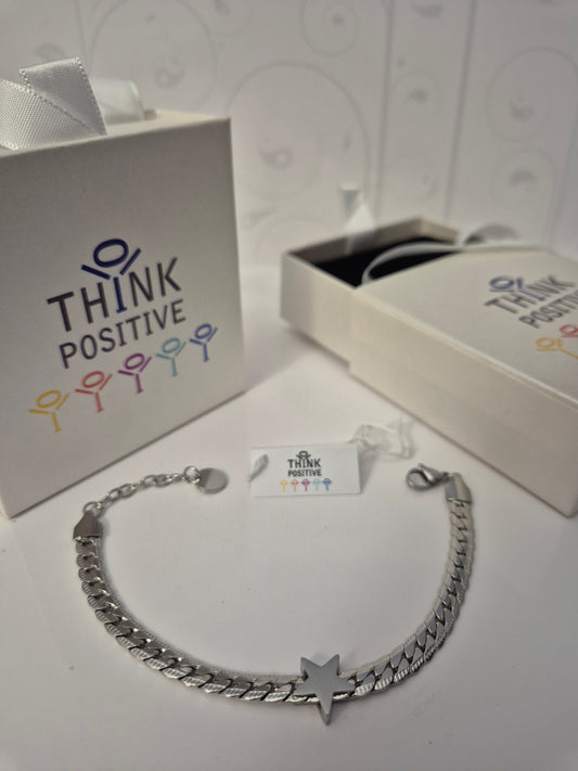 Bracciale Think Positive stella semirigido acciaio