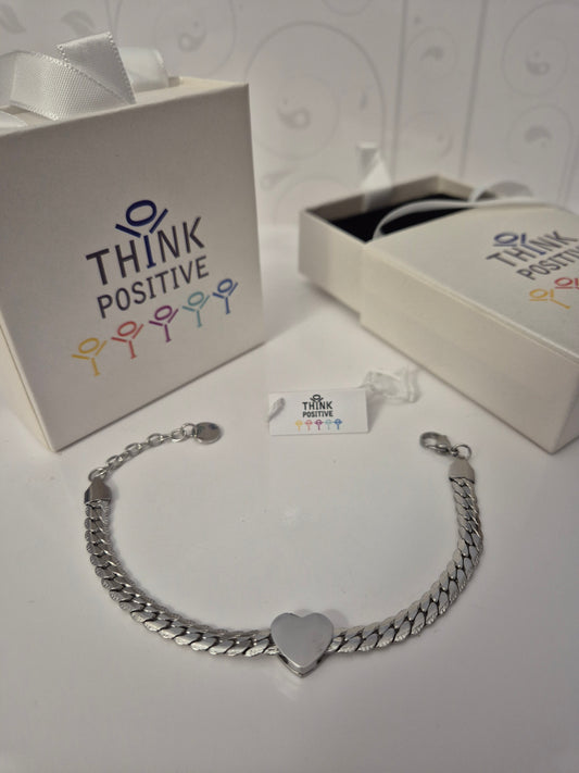 Bracciale Think Positive cuore semirigido acciaio